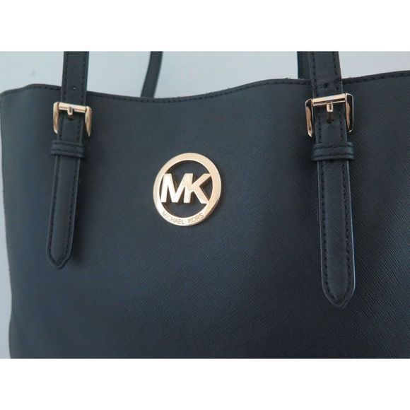 Michael Kors 35H3GTVT7T Large Black Saffiano North/South Jet Set Travel Bag $360 - Picture 5 of 12